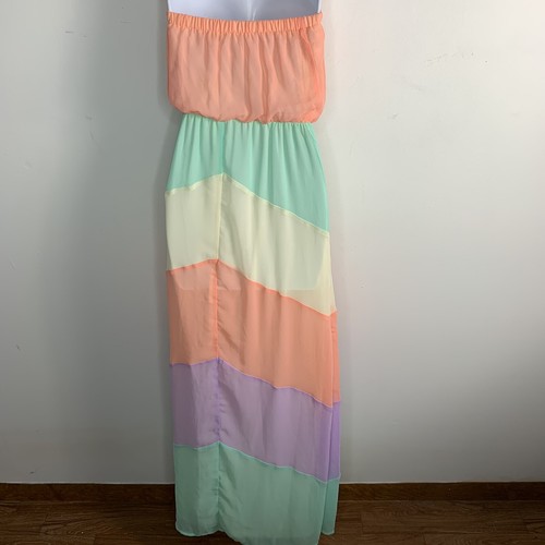 Charlotte Russe Women SunDress Sz S Multicolor Chevron Maxi Strapless NEW - Picture 12 of 13