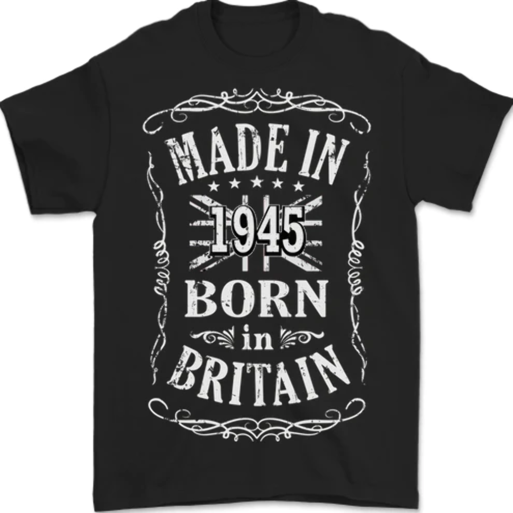 Born In Britain 78th Birthday Made 1945 Mens T-Shirt 100% Cotton