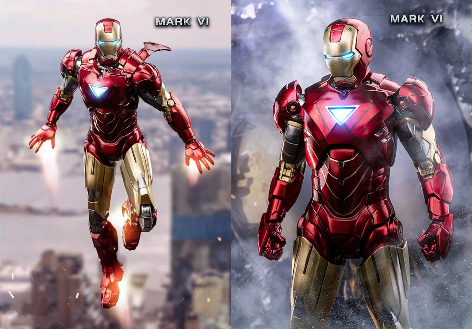 Marvel Avengers Iron Man 2 Mark 6 MK6 Ironman Toy LED Light Action Figure Model