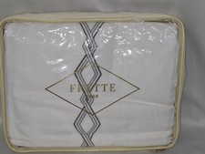Frette White Grey Gray Queen Sheet Set Twist Zen Ricamo Flat Fitted New 1100