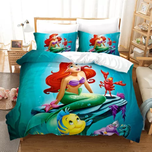 The Little Mermaid Princess Ariel 3D Quilt Duvet Cover Bedding Set Pillowcase UK - Picture 9 of 39