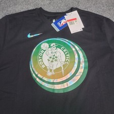 Boston Celtics Shirt Mens Large Black Green Hologram Nike NBA Basketball New Tee