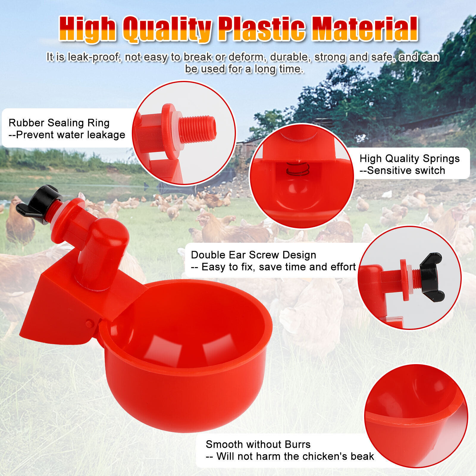 Automatic Water Cups Poultry Drinker Waterer Chicken Duck Quail Drinking Feeders