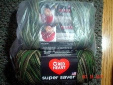 FREE SHIP 3 Skeins of Red Heart Super Saver WW Yarn in Green Camoflauge