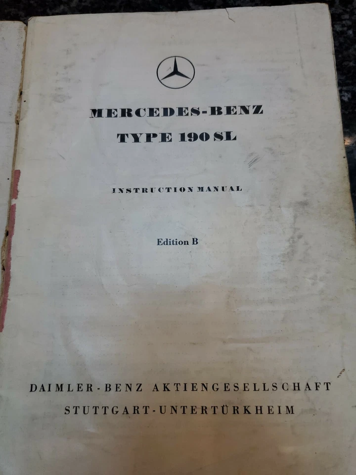 Mercedes Benz 190SL 1955 manual de instrucciones libro edición original B w121 OEM  Foto 4 de 4