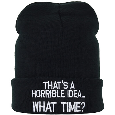Strickmütze: What time? Horrible Idea Haube/Wintermütze Damen/Herren Streetwear 