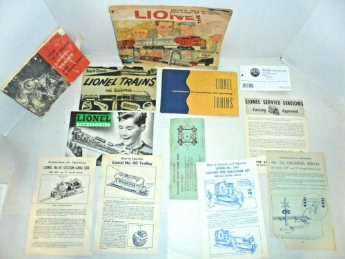 LIONEL LOT OF OLD PAPER WORK INSTRUCTION SHEETS AND MORE POSTWAR VINTAGE
