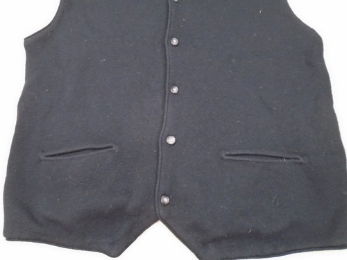 Vintage 90s Y2K M Gap Lambswool Button Up Down Sweater Vest Black Pockets - Picture 2 of 9