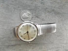 TIMEX  MENS  1970'S SILVER DIAL  MANUAL WIND MM STRETCH STRAP EZ READ