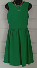J.Crew Green Sleeveless Fit & Flare Dress Cotton Spandex Size Small Pockets