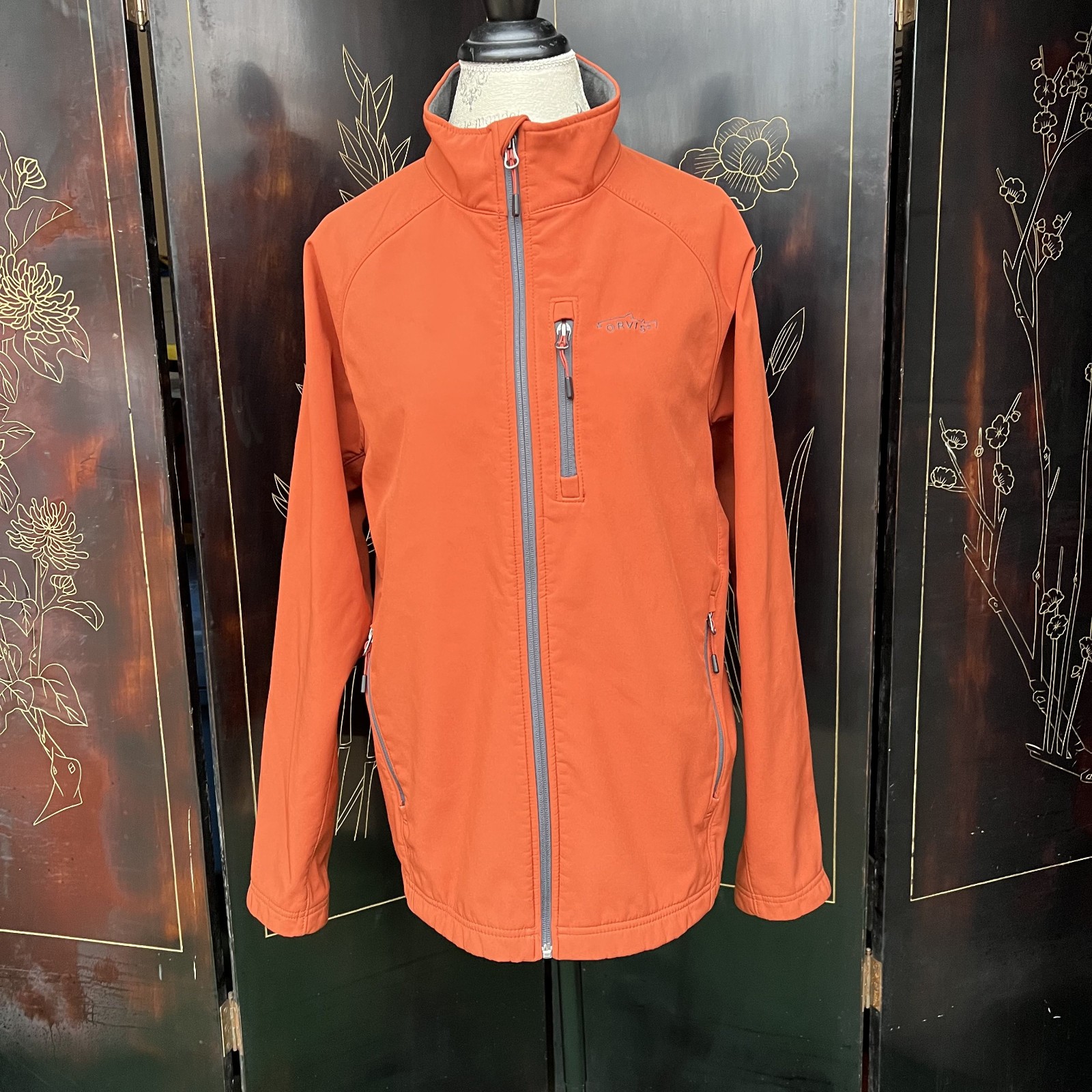 Orvis Orange Softshell Full Zip Jacket Size Medium - image 8
