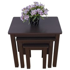 Nest of Table set of 3 Tables Side End Coffee Table - Walnut