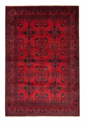 Traditional Hand-Knotted Geometric Area Rug 4'4'' x 6'6'' Oriental Wool Carpet
