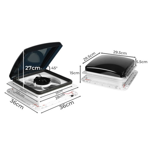 Manan Caravan Roof Vent Shower Hatch Air Exhaust Fan LED Light Camper Trailer - Picture 12 of 12