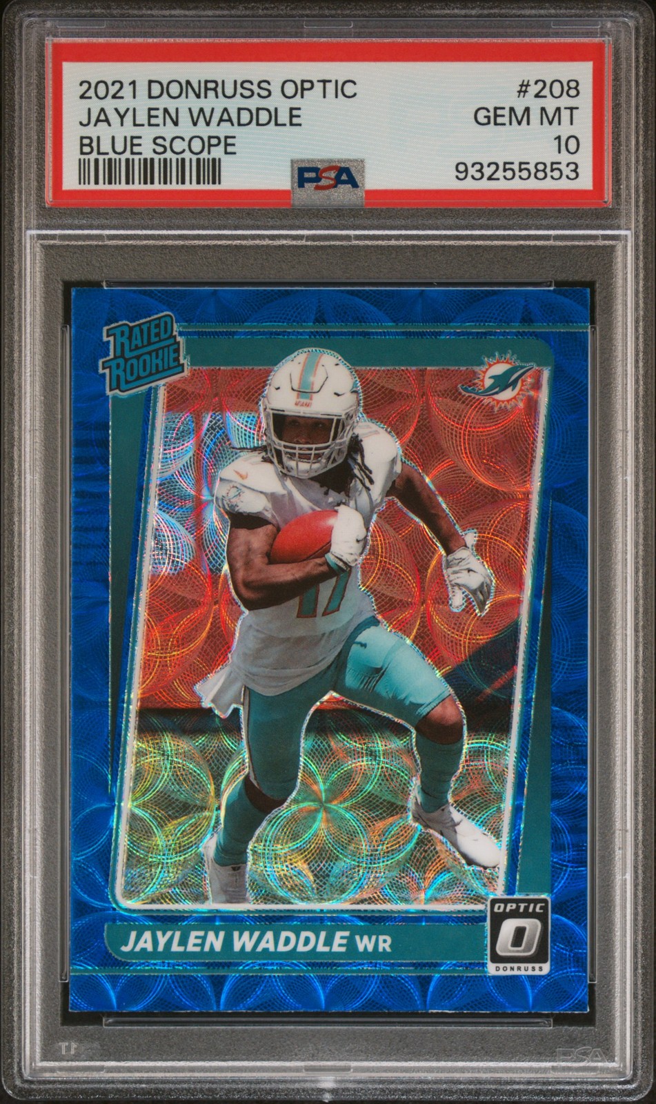 2021 PANINI DONRUSS OPTIC BLUE SCOPE #208 JAYLEN WADDLE PSA 10