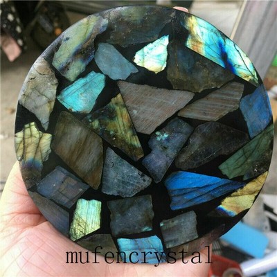 1pc Natural Labradorite disc Quartz Crystal Mineral Spectrolite Healing 100g+