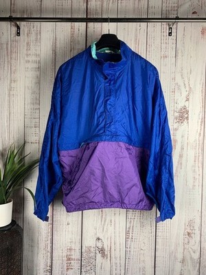 L.L Bean Herren Lila Colourblock Vintage 90s Windbreaker Jacke Größe XL