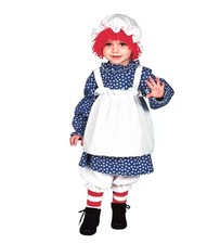 Raggedy Ann Toddler Costume Size 1-2 Dress Apron Wig Cap Bloomers Socks NEW