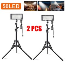 2pcs Camping Led Work Light W Tripod Stand Adjustable Portable Led Flood Light 2pcs Camping Led Work Light W Tripod Stand Adjustable Portable Led Flood Light