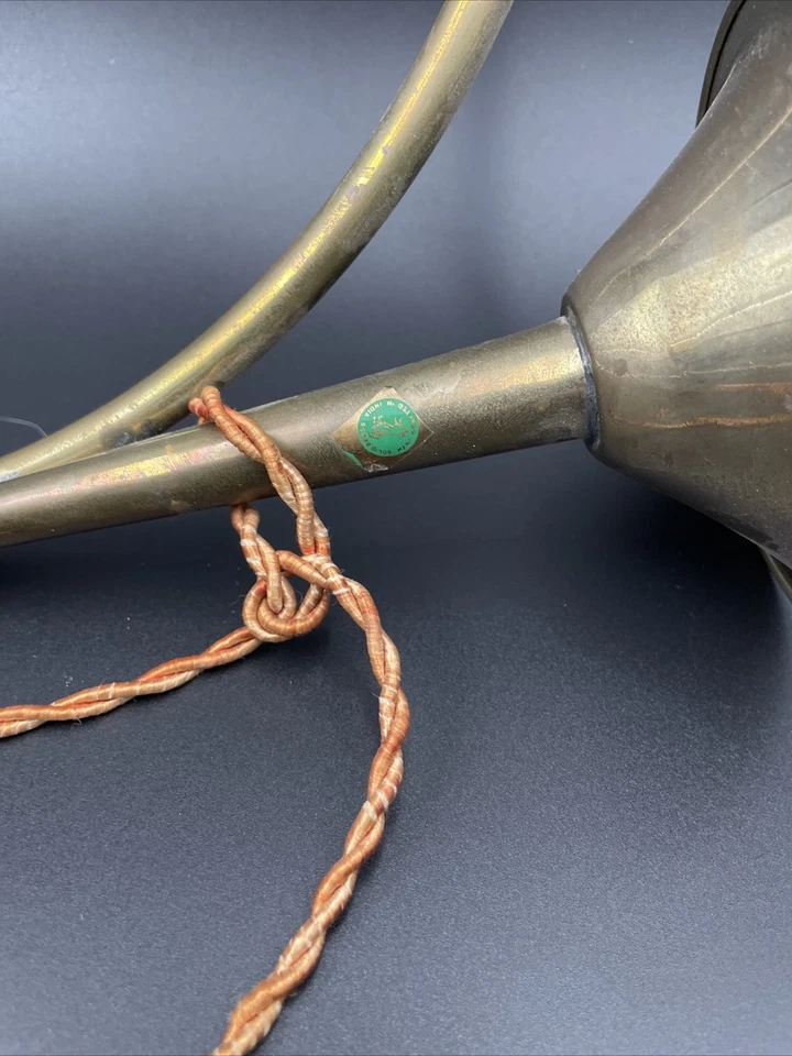 Vintage 21” Decorative Solid Brass Horn with Rope for Hanging Hand Crafted India - Image 2 of 4