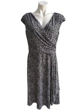 Lauren Ralph Lauren Black & White Faux Wrap Dress, Women's Size 12