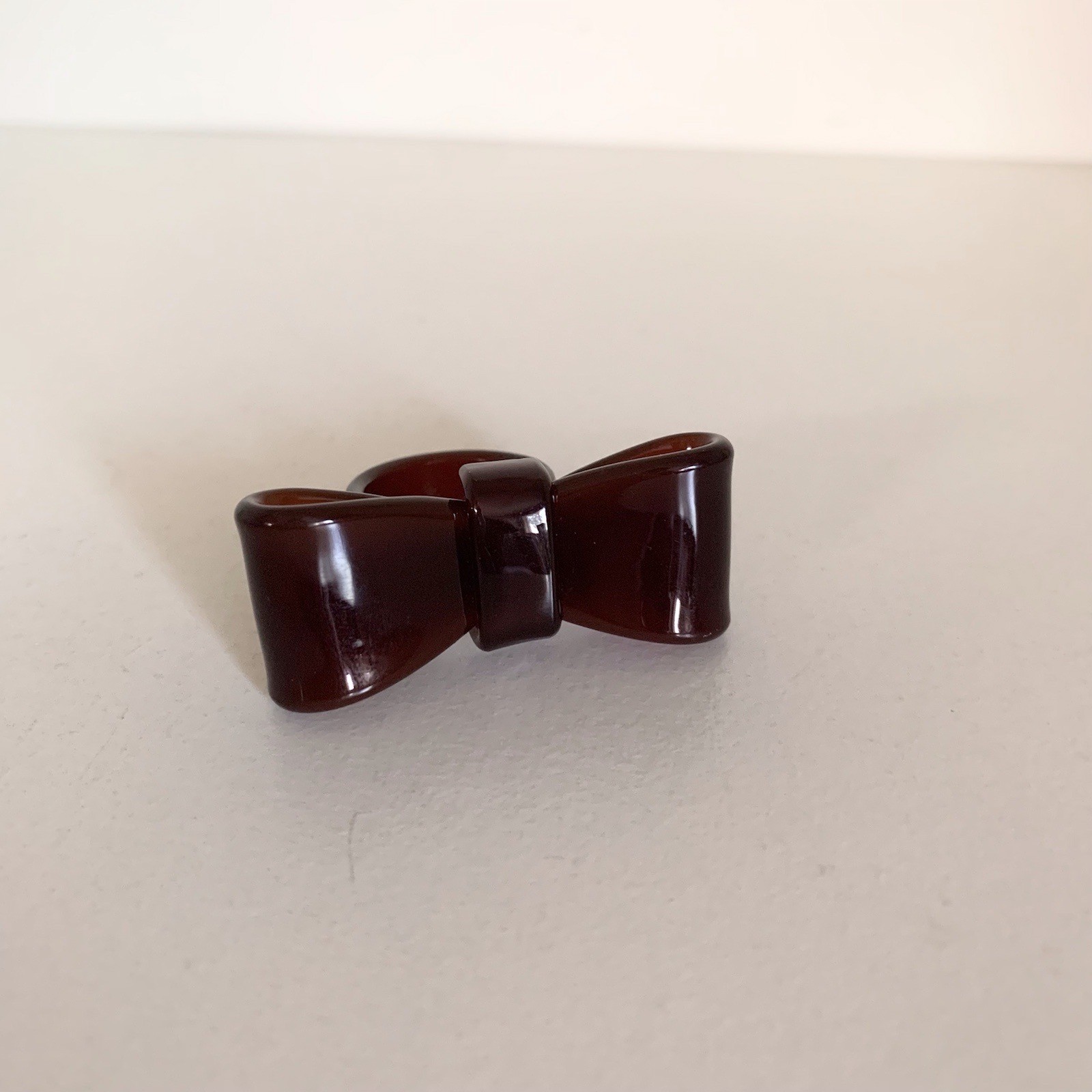 Y2K Large Translucent Brown Bow Ring - image 14