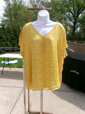 NWT PHILOSOPHY YELLOW FLORAL PRINT BLOUSE 1X