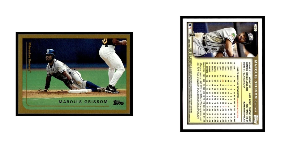 Marquis Grissom 1999 Topps #383 Milwaukee Brewers Baseball Card NM - Image 3 of 3