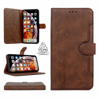iPhone 15, 14, 13 Leder Wallet Flip Cover Kartenfach Book Case + Hartglas