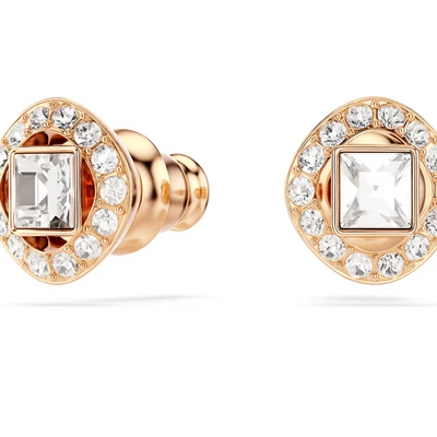 Swarovski Angelic Square Stud Earrings White Crystal Pavé Rose Gold 5646716