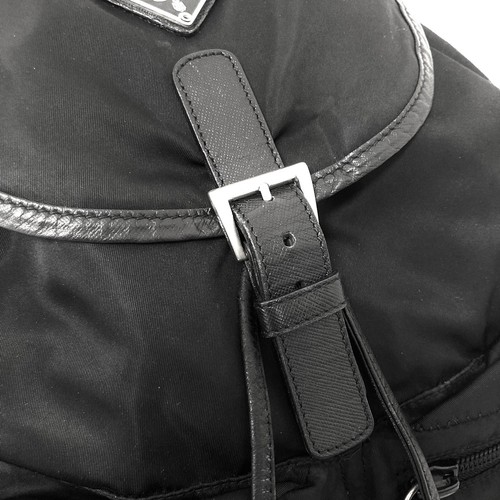 Rare! Good condition! Prada Genuine backpack, nylon, black nylon silver Saffiano - Picture 7 of 15