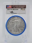 2012 W Burnished Silver Eagle Mercanti Signed Blue Ring PCGS SP70 (BT1315)