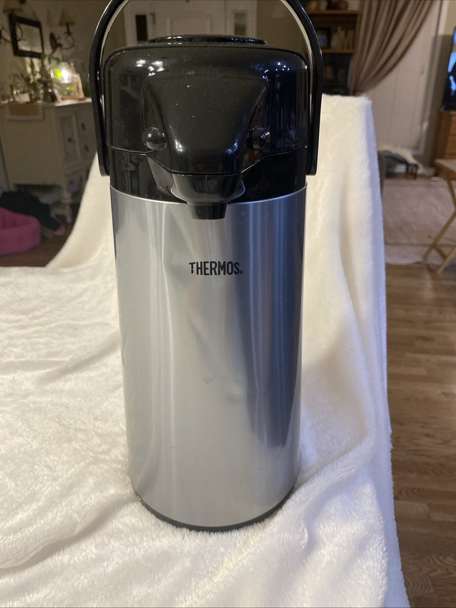 Thermos Quart Vacuum Insulated Pump Pot Gray Metallic Coffee