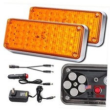 Magnetic Wireless Flashing Amber Strobe Lights for Trucks Vehicles Amber x2