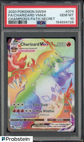 2020 POKEMON SWORD & SHIELD CHAMPION'S PATH #074 FA/CHARIZARD VMAX SECRET PSA 10