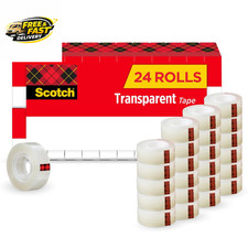 Transparent Tape, 1 Inch Core, Refills, 3/4 In. X 1,000 In., 24 Clear Tape Refil