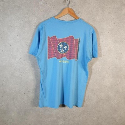 Vintage Columbia PFG Grafik Logo Print T-Shirt Herren Large blau C31612