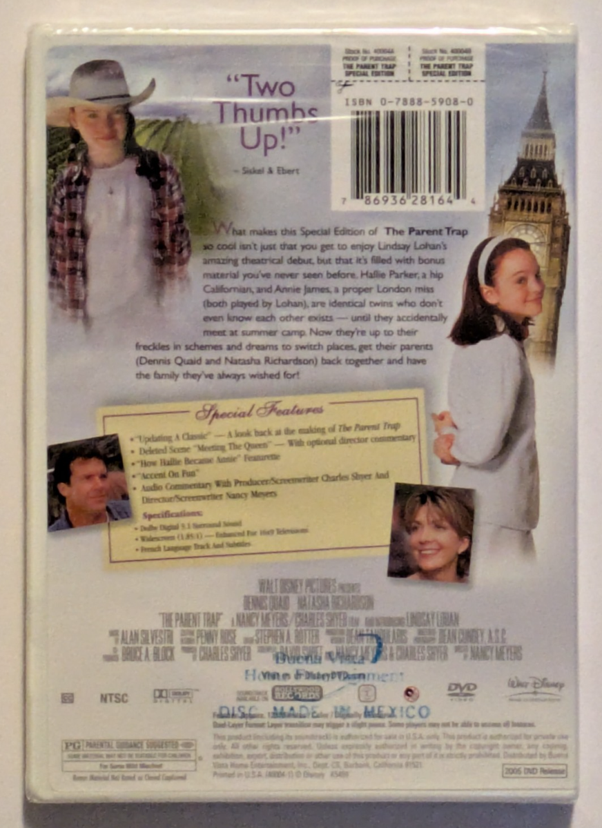 The Parent Trap DVD New Sealed Lindsay Lohan Dennis Quaid Disney