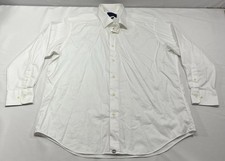 David Donahue TRIM Men's White Long Sleeve Dress Shirt 18.5 34/35 100 Cotton
