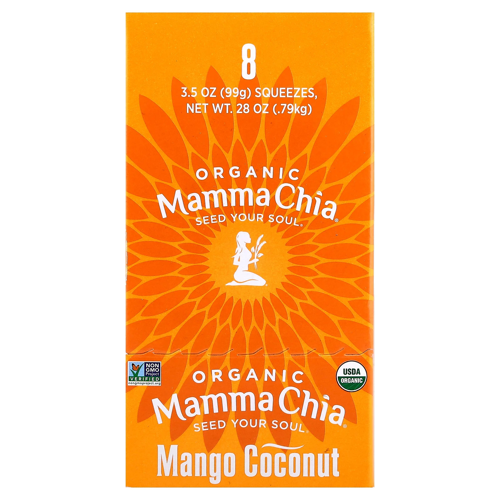 Органический сок Чиа бодрящий перекус Манго с кокосом 8 порций 35 унции 99 г 3690₽