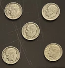 Lot of 5 Silver Roosevelt Dimes - Mixed Dates