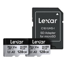 128GB 2-Pack Professional Silver Plus Micro SD Card, UHS-I, C10, U3, V30, F...