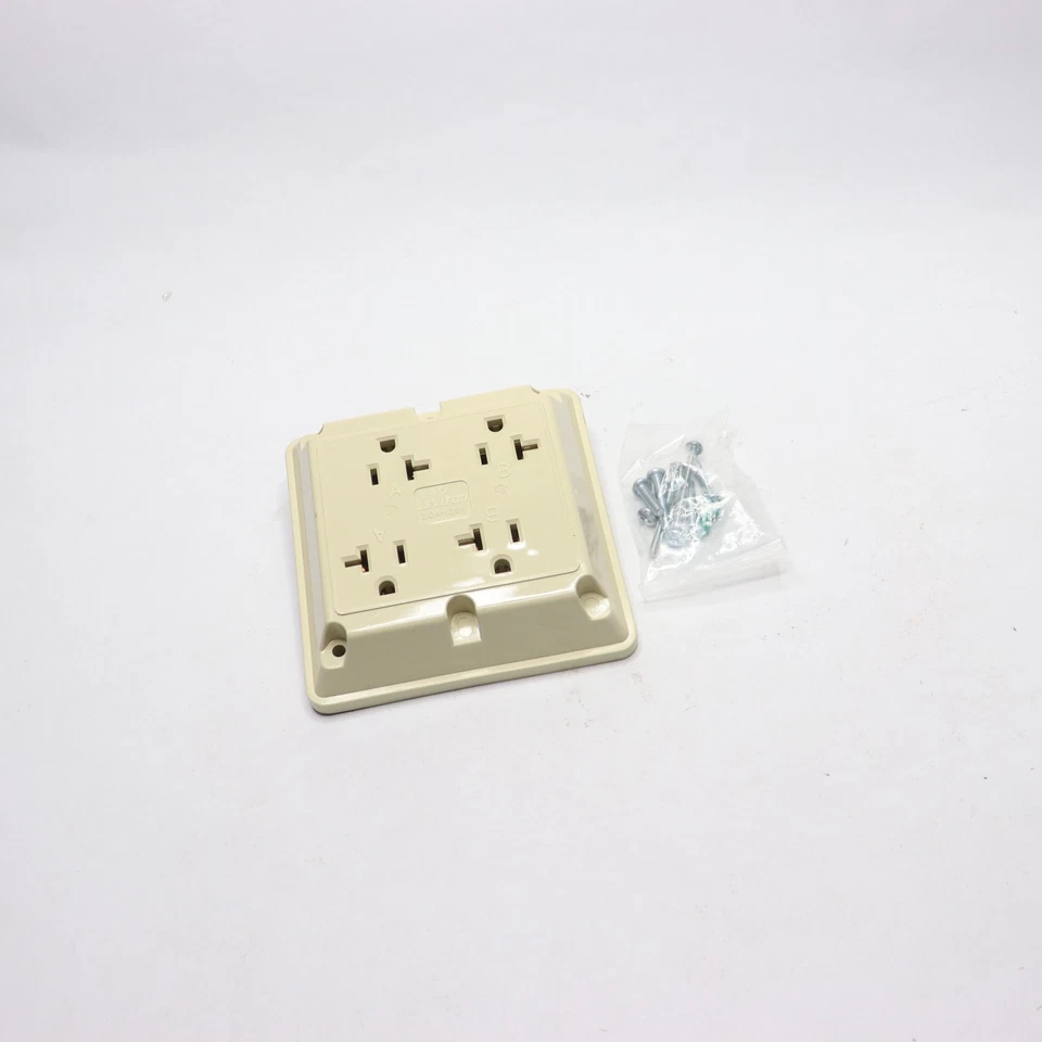 Leviton Industrial Quadplex Toma/Receptáculo Marfil 20 Amp 125 V 21254-I Foto 3 de 4