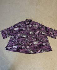 Balenciaga All Over Print Silk Casino Button Up Shirt Purple