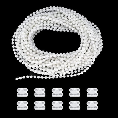Rollokette Ersatzkette 6 Meter Weiß Perlenkette Ersatzteil Vertikal 4,5mm End...