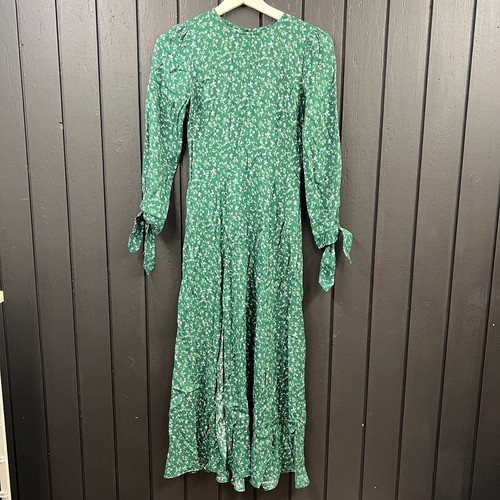 Reformation Zelda Dress Button Back Slit Midi Rosmarie Green 0 - Picture 2 of 9