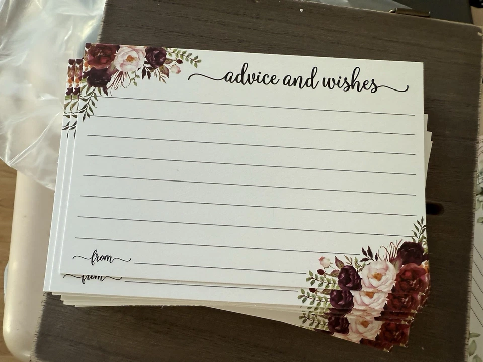 Tarjetas de Consejos y Deseos para Recién Casados Boda Recepción Decoraciones con Caja Foto 4 de 4
