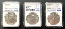 *Lot of (3) American Silver Eagle - ALL MS70 NGC Early Releases 2018, 2022, 2025