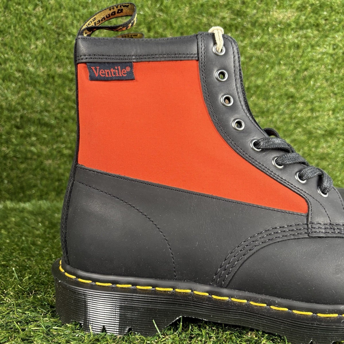 Dr. Martens 1460 Panel Made in England Leather Lace Up Boots Black Orange Mens 6 ☆ Dr Martens 1460 BEAMS X BABYLON lace up boot • size UK 7  main image 3