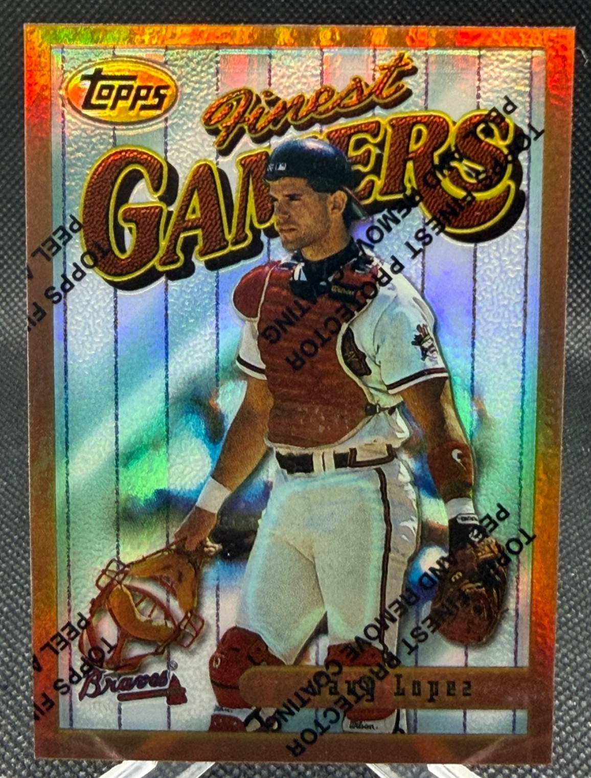 🔥1996 Topps Finest BRONZE REFRACTOR with Peel Javy Javier Lopez #158 BRAVES!